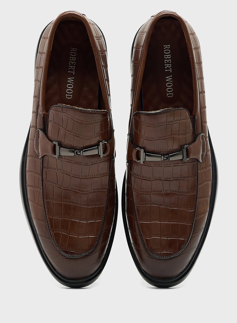 Robert Wood Croc Emboss Formal Slip Ons - Image 4