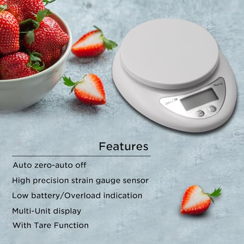 iBELL Digital Kitchen Weighing Scale with LCD Display, Tare Function, up to 5KG, Portable Food Weight Machine for Health, Fitness, Home Baking & Cooking - KS501M (White) - Image 4