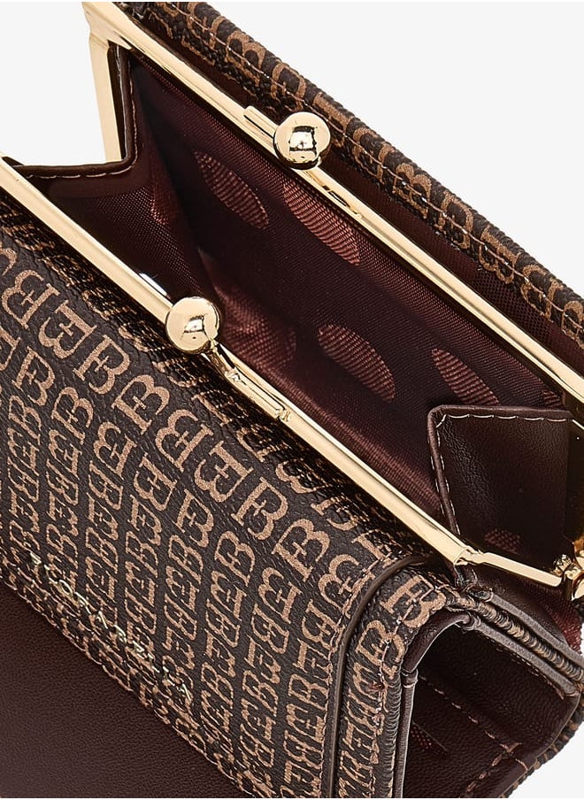 Flora Bella By Shoexpress Women Mongram Print Tri-fold Wallet with Kiss Clasp  - Image 3