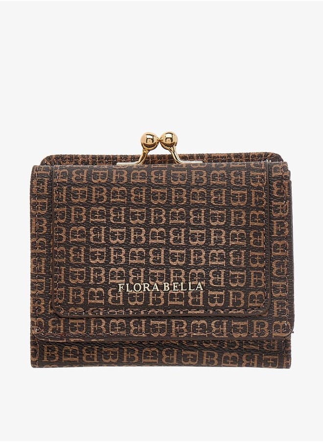 Flora Bella By Shoexpress Women Mongram Print Tri-fold Wallet with Kiss Clasp  - Image 1