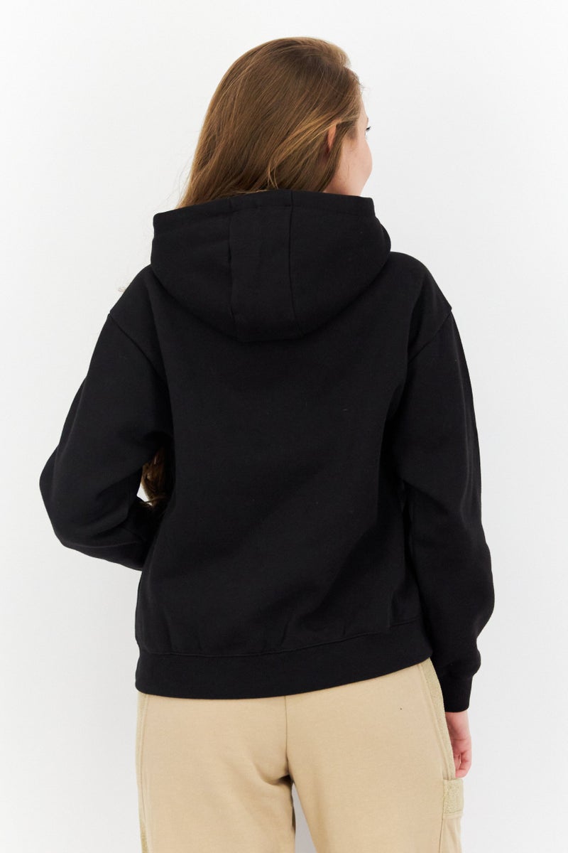 Champion Women Sportswear Fit Long Sleeve Outdoor Hooded Sweatshirt, Black  - Image 4