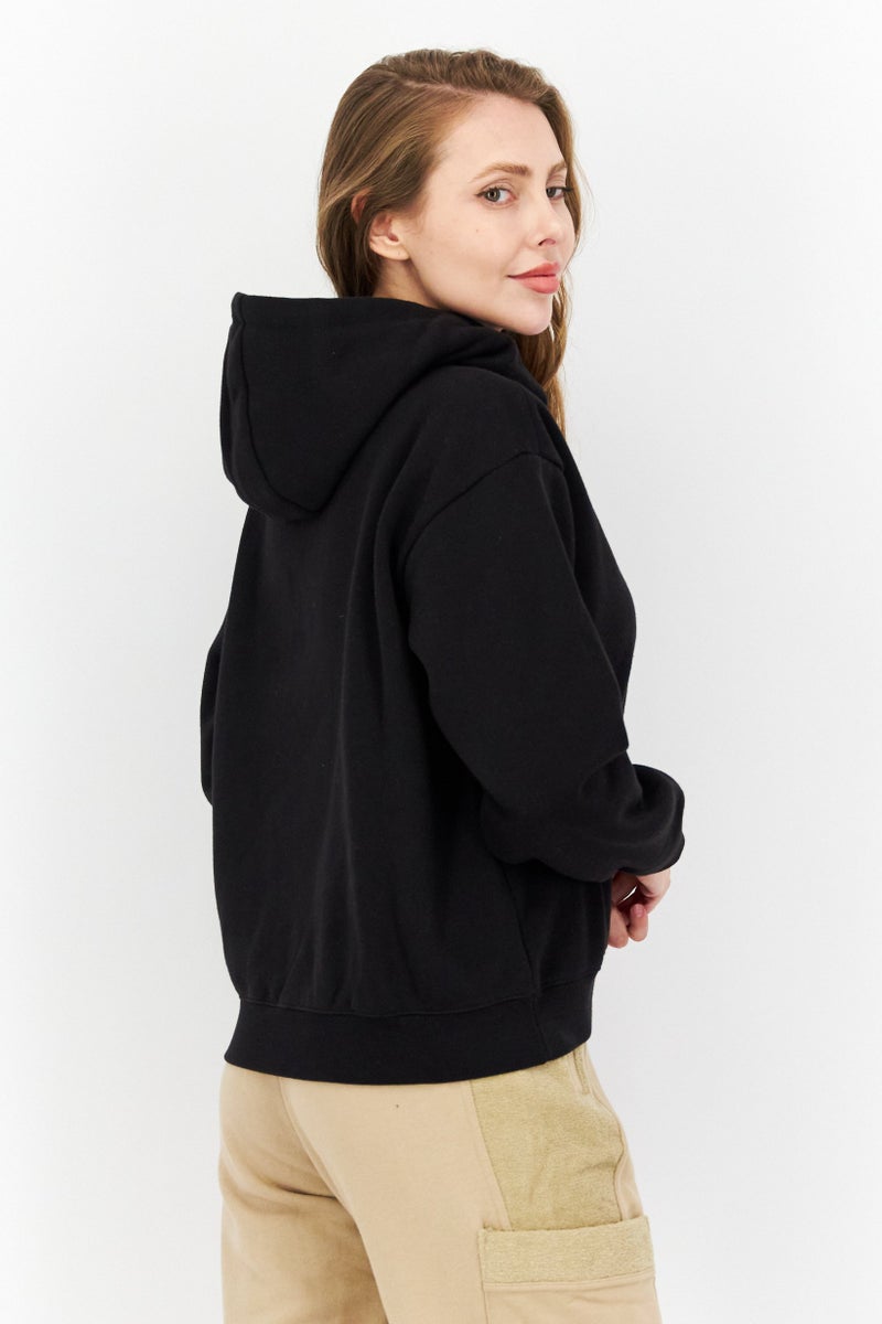 Champion Women Sportswear Fit Long Sleeve Outdoor Hooded Sweatshirt, Black  - Image 2