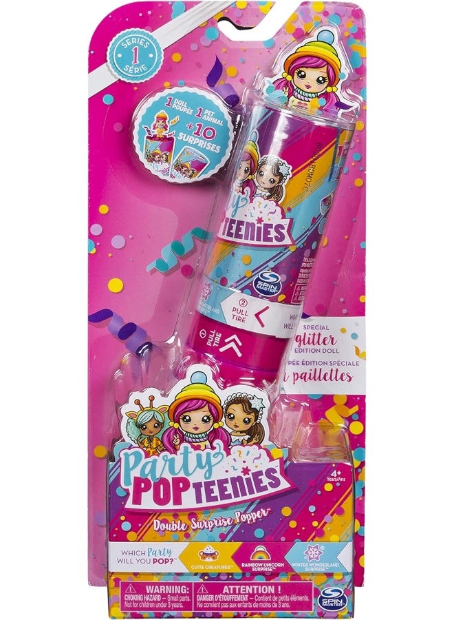 Spin Master Party Popteenies - Double Surprise Popper, with Confetti, Collectible Mini Doll & Accessories, for Ages 4 & Up (Styles May Vary)