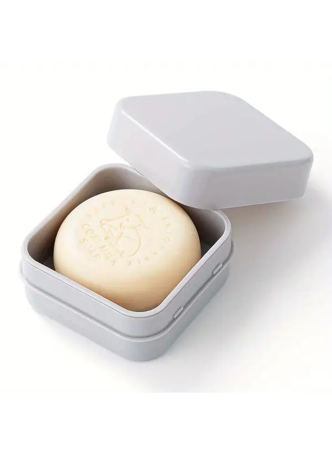 Gray Square Soap Case With Leakproof Lid For Travel Gym Bathroom Portable - Image 1