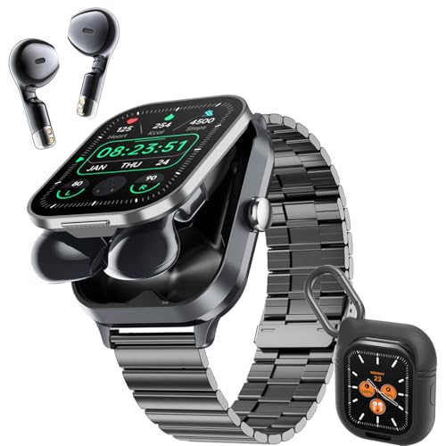 Denash Smart Watch with Earbuds, 2.01" HD Screen 2 in 1 Smartwatch with Bluetooth Earbuds, 100+ Sport Fitness Tracker, NFC, Pedometer, Sleep/Heart Rate/Blood Pressure Monitor Compatible with iOS & Androd - Image 1