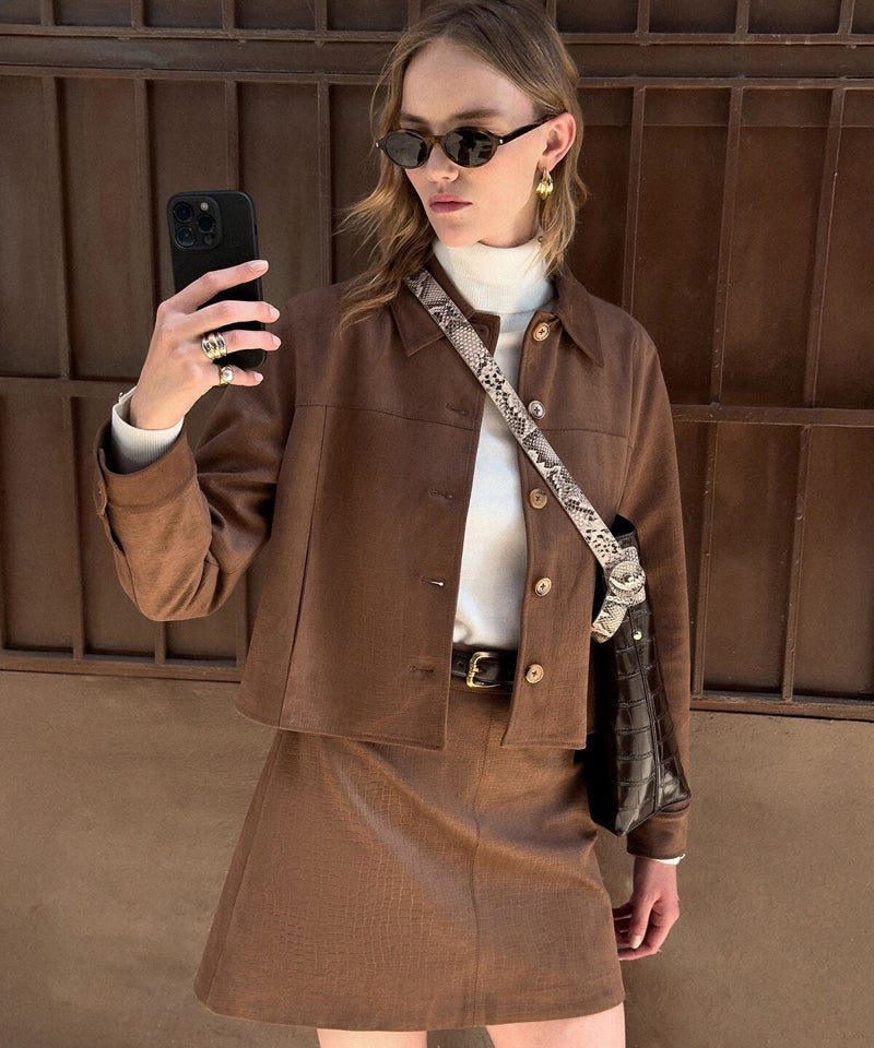 Ipekyol Croc-Effect Faux Suede Jacket - Image 1
