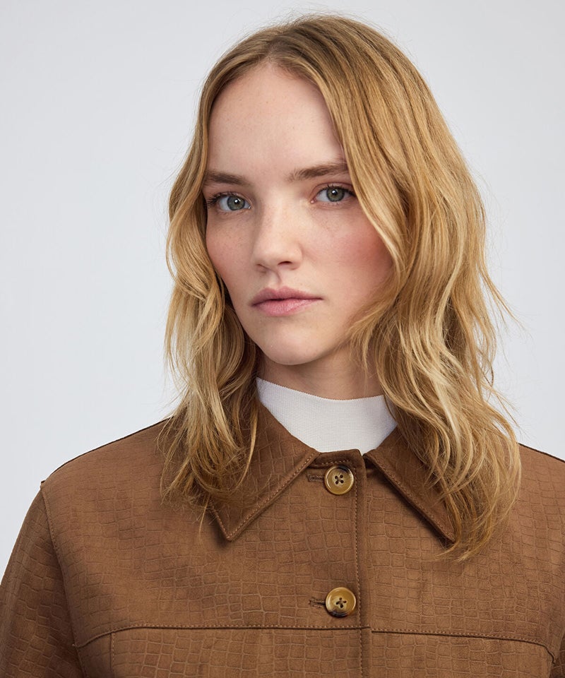 Ipekyol Croc-Effect Faux Suede Jacket - Image 3