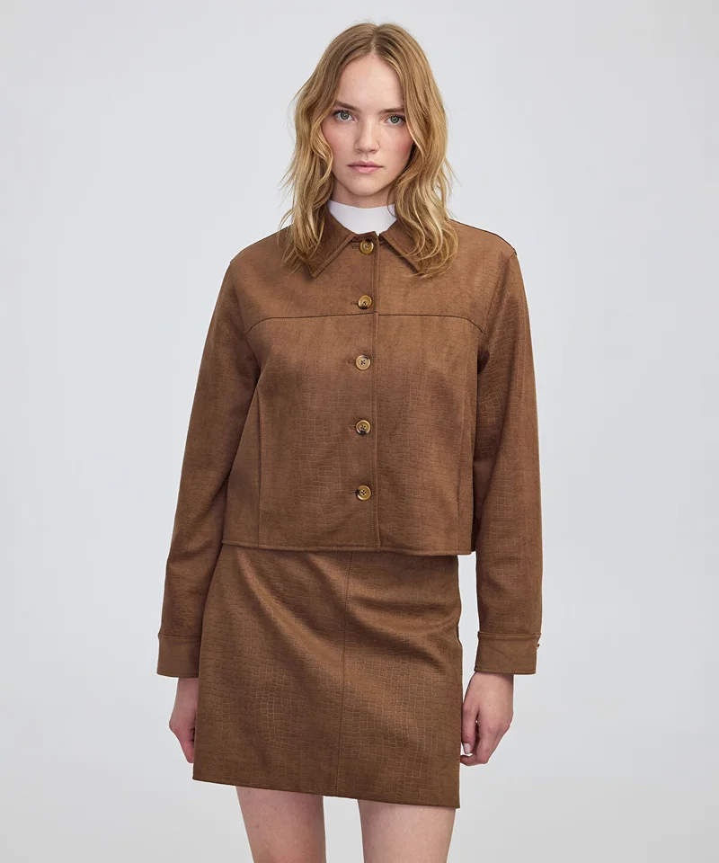 ابيكول Croc-Effect Faux Suede Jacket