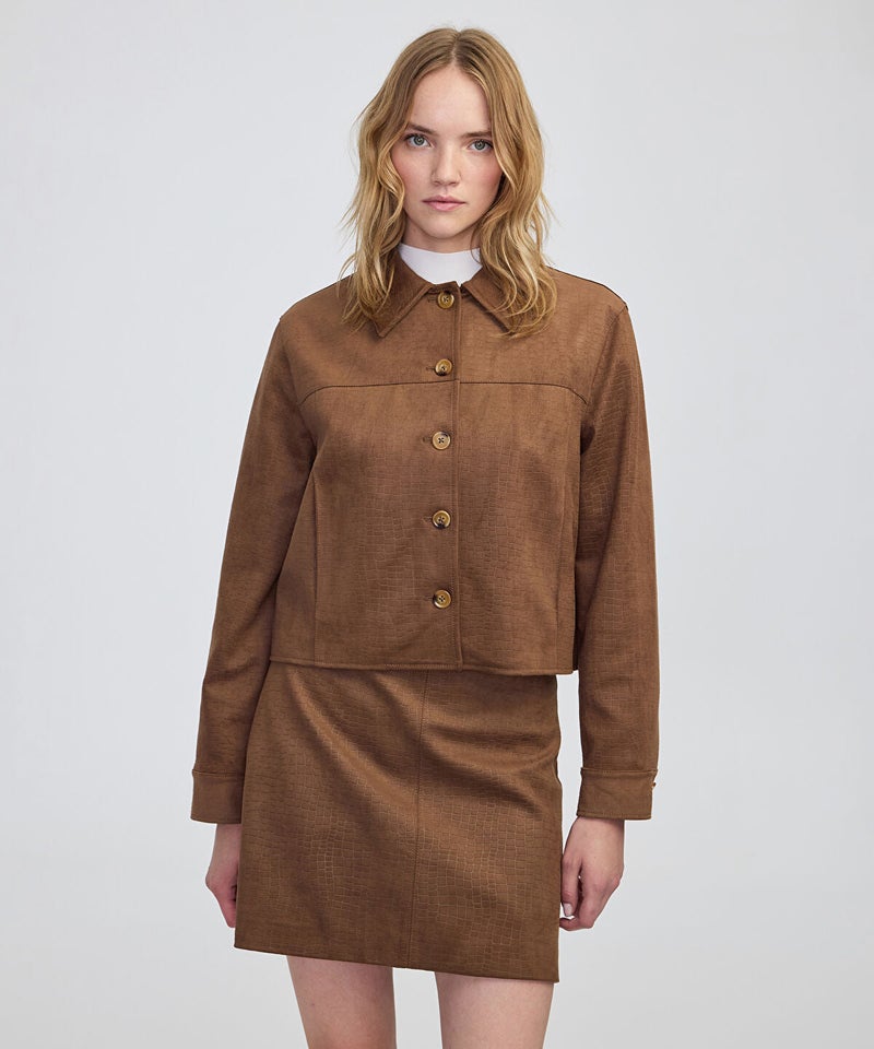 Ipekyol Croc-Effect Faux Suede Jacket - Image 2