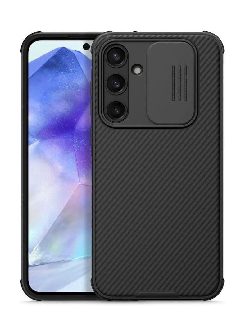 Nillkin Case Cover Camsheild Pro Case With Slide Camera Lens Protection PC Back & TPU Frame Bumper Protection Anti Fingerprint Soft Delicate Touch Case for Samsung Galaxy A55 5G Black