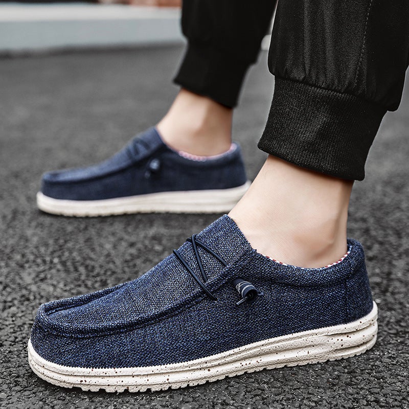 Generic Cross-border plus size New Four Seasons mens slip-on casual shoes loafers sailing cloth shoes comfortable outdoor fashionable mens shoes Dark blue