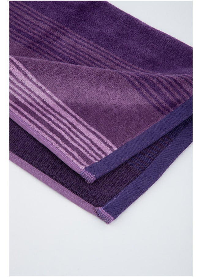 White Rose - Towel Zooni 500 Gsm 100% Cotton-Pile To Pile Velor Stripe1 Hand  50X90 CmSoft Touch Extra Absorbent-Purple - Image 1
