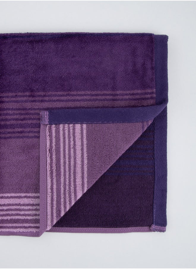White Rose Towel Zooni 500 Gsm 100% Cotton-Pile To Pile Velor Stripe1 Hand  50X90 CmSoft Touch Extra Absorbent-Purple  - Image 5