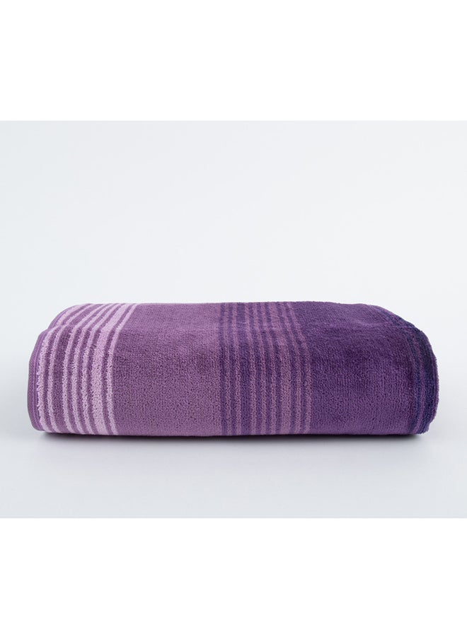 White Rose Towel Zooni 500 Gsm 100% Cotton-Pile To Pile Velor Stripe1 Hand  50X90 CmSoft Touch Extra Absorbent-Purple  - Image 2