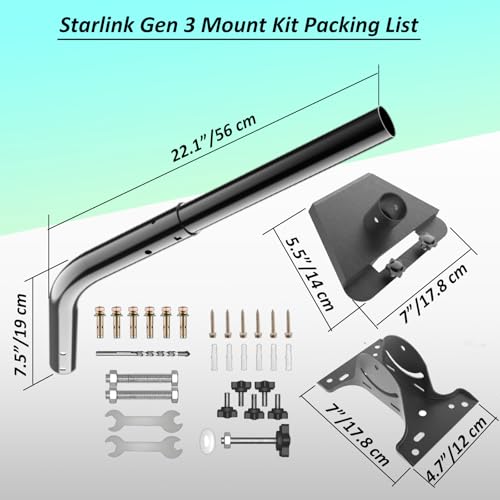 Cmilodi Starlink Mount,Starlink Gen 3 Mount with Adjustable Telescoping Pole for Wall /Roof(Concrete or Wood) ,Easy Installation for Starlink Gen 3 - Image 5