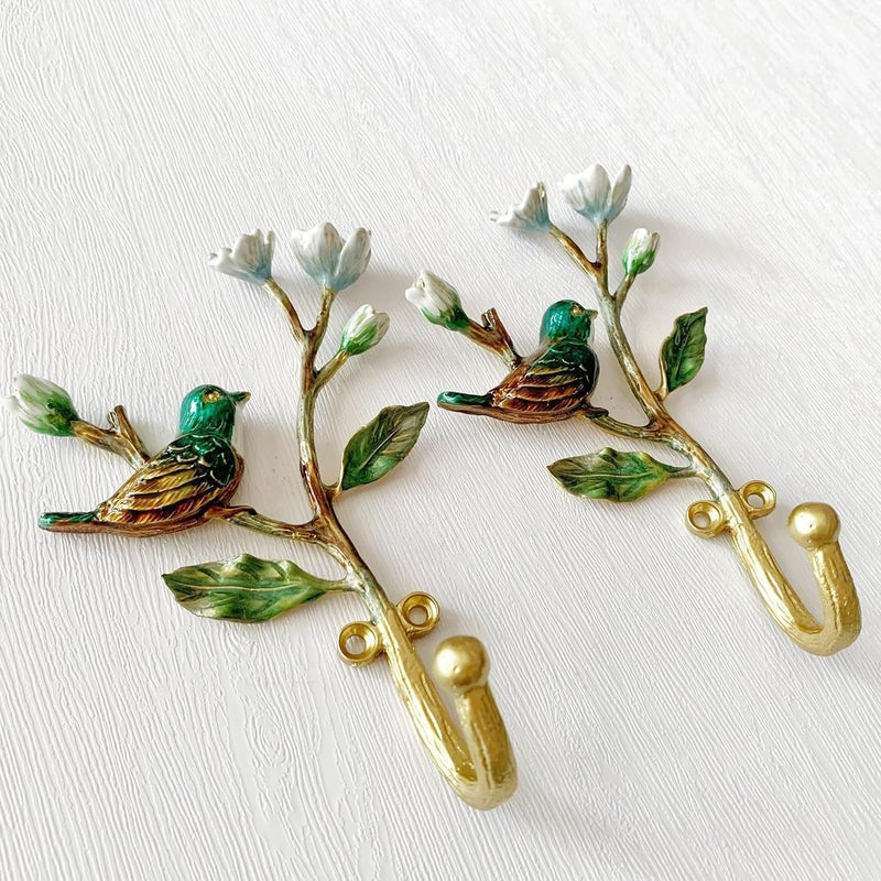 Pewery Vintage Bird Shaped Decorative Wall Hooks Rack Hangers for Hanging Clothes Coats Towels Keys Hats, 2 Pack Antique Metal Mounted Wall Hook - Image 3