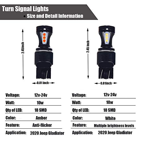 Skdorpfm J-eep Gladiator Switchback LED Turn Signal Lights Lamp Bulbs and Parking DRL Kit for 2020 JT Gladiator Rubicon Overland,5 Year Warranty - Image 3