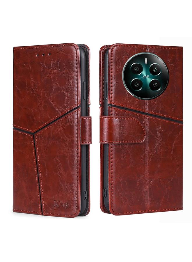 S-TOP Case For Realme 12+ 5G Geometric Stitching Leather Phone Case - Image 1