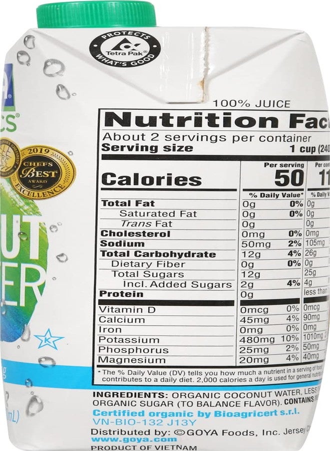 Goya Organic 100% Pure Coconut Water, 16.9 Ounce (Pack of 2) - Image 5