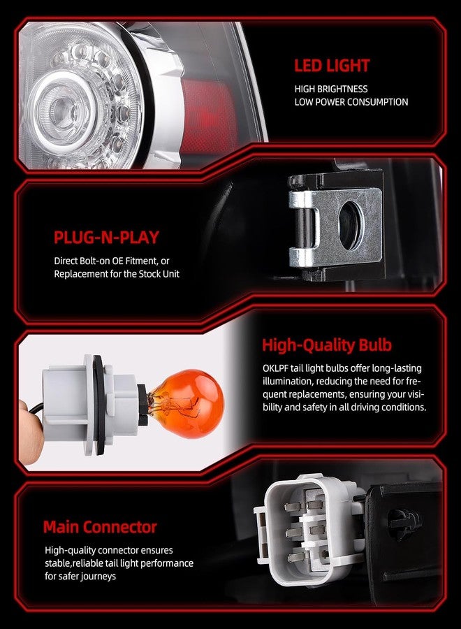OKLPF Rear Brake Tail Light Compatible With 2005 2006 2007 2008 2009 2010 2011 2012 2013 2014 2015 Toyota Tacoma Pickup Taillight LED Lens Bulb and Harness Included(Black Housing) - Image 5
