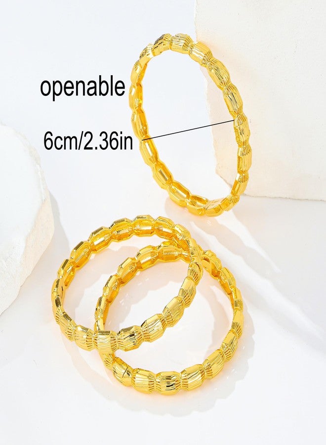 Ethlyn Birthday Gifts for her Gold Color Bangles Bracelet Jewelry for Mothers Day Valentines Anniversary Mom Wife Girlfriend （4pcs/lot）, 6cm, Metal, other - Image 2