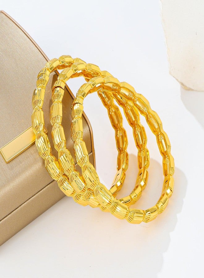 Ethlyn Birthday Gifts for her Gold Color Bangles Bracelet Jewelry for Mothers Day Valentines Anniversary Mom Wife Girlfriend （4pcs/lot）, 6cm, Metal, other - Image 3