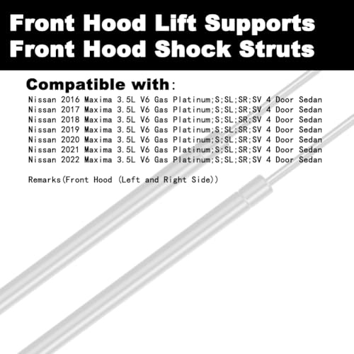 Aulatizo Front Hood Lift Supports Shock Struts Compatible with Maxima 2016 2017 2018 2019 2020 2021 2022 16 17 18 19 20 21 22 Sedan Replace 654704RA0A(2PC Set) - Image 2