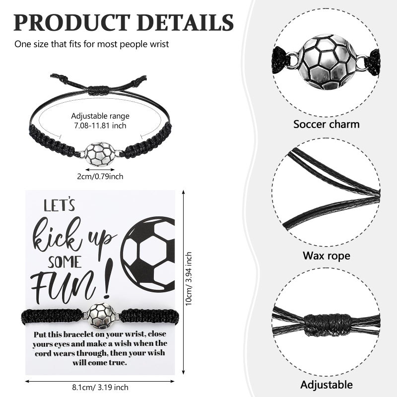 Equsion 80 Pcs Soccer Team Gifts Set Bracelets Soccer Ball Ballpoint Pens Foam Stress Balls Kick Up Cards Adjustable Bracelets for Sports Reward Birthday Party Supplies - Image 2