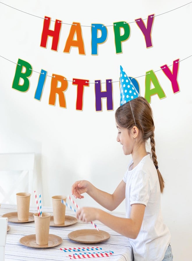 Lecheme Colorful Happy Birthday Banner & Sign Happy Birthday Garland Rainbow Party Decorations Rainbow Party Supplies - Image 5