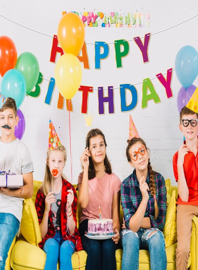 Lecheme Colorful Happy Birthday Banner & Sign Happy Birthday Garland Rainbow Party Decorations Rainbow Party Supplies - Image 4