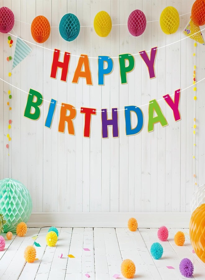 Lecheme Colorful Happy Birthday Banner & Sign Happy Birthday Garland Rainbow Party Decorations Rainbow Party Supplies - Image 2