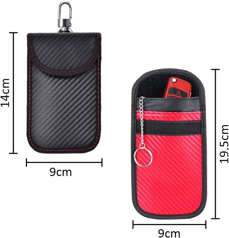 TRKETK 2 Pack Faraday Pouch Car Keys Signal Blocker Case RFID Blocking Car Security Pouch with Hook Keychain - Image 2