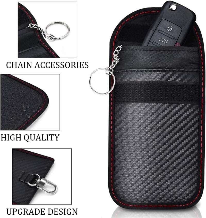 TRKETK 2 Pack Faraday Pouch Car Keys Signal Blocker Case RFID Blocking Car Security Pouch with Hook Keychain - Image 3