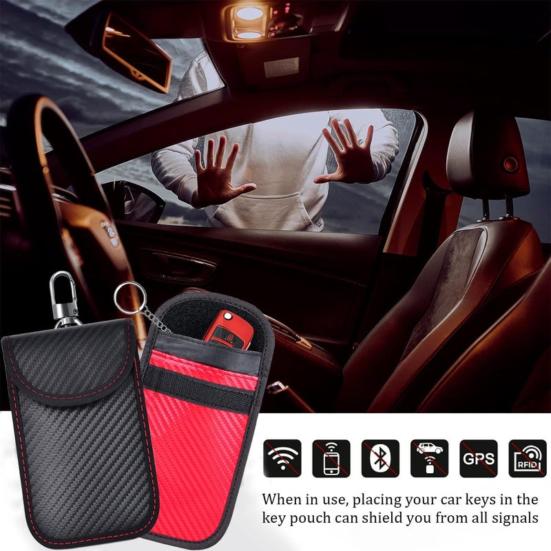 TRKETK 2 Pack Faraday Pouch Car Keys Signal Blocker Case RFID Blocking Car Security Pouch with Hook Keychain - Image 4
