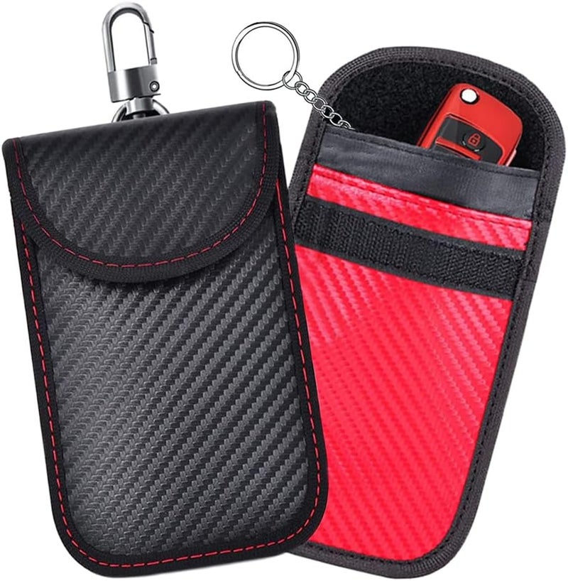 TRKETK 2 Pack Faraday Pouch Car Keys Signal Blocker Case RFID Blocking Car Security Pouch with Hook Keychain - Image 1