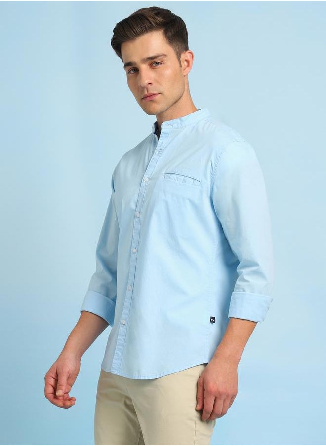 Dennis Lingo Men's Sky Blue Slim Fit Casual Spread Shirt  - Image 2