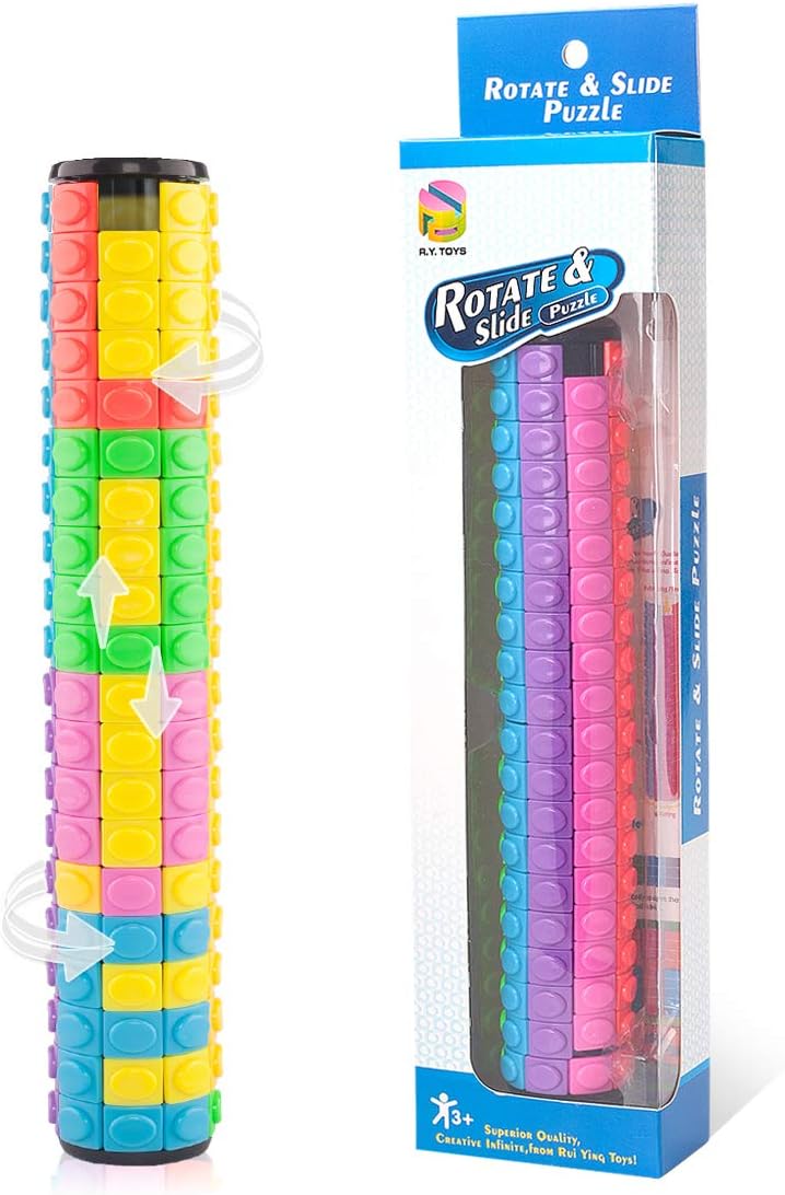R.Y.TOYS Rotate and Slide Puzzle - 8 Colors, 20 Layers, Brain Teaser and Fidget Toy for All Ages - Image 1