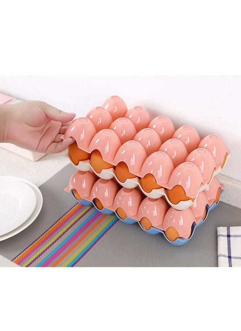TERXA TERXA 15 Cup Egg Holder Tray Eggs Storage Rack With Lid Egg Storage Box Plastic Egg Basket Egg Container Tray Kitchen Tool Accessories Pack of 2 PCsMulticolor  - Image 2