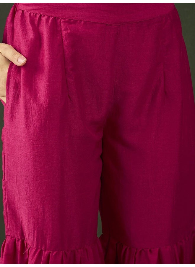 AKS Floral Embroidered Sequinned Kurta With Sharara - Image 3