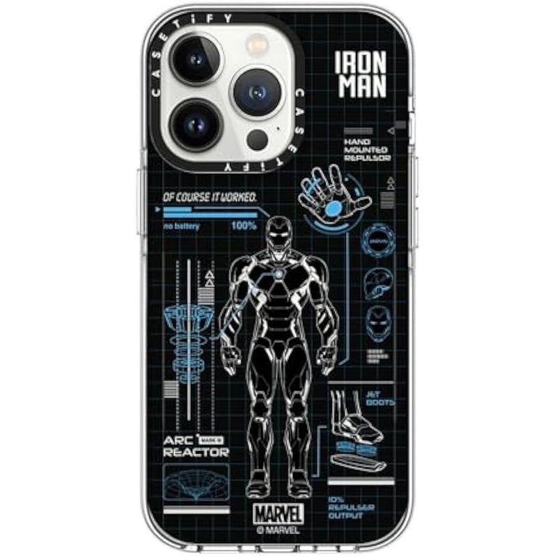 Casetify Clear iPhone 13 Pro Case 【Iron Man Co-Lab/Not Yellowing / 6.6ft Drop Protection/Compatible with Magsafe】 - Iron Man Blue Print Tech - Blue - Clear - Image 1