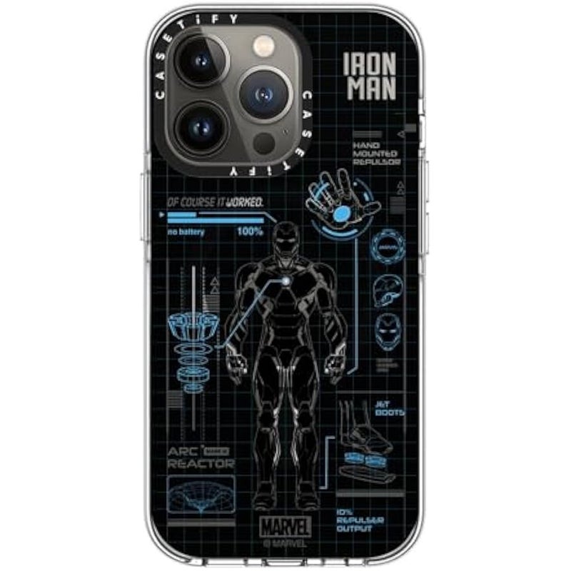 Casetify Clear iPhone 13 Pro Case 【Iron Man Co-Lab/Not Yellowing / 6.6ft Drop Protection/Compatible with Magsafe】 - Iron Man Blue Print Tech - Blue - Clear - Image 4