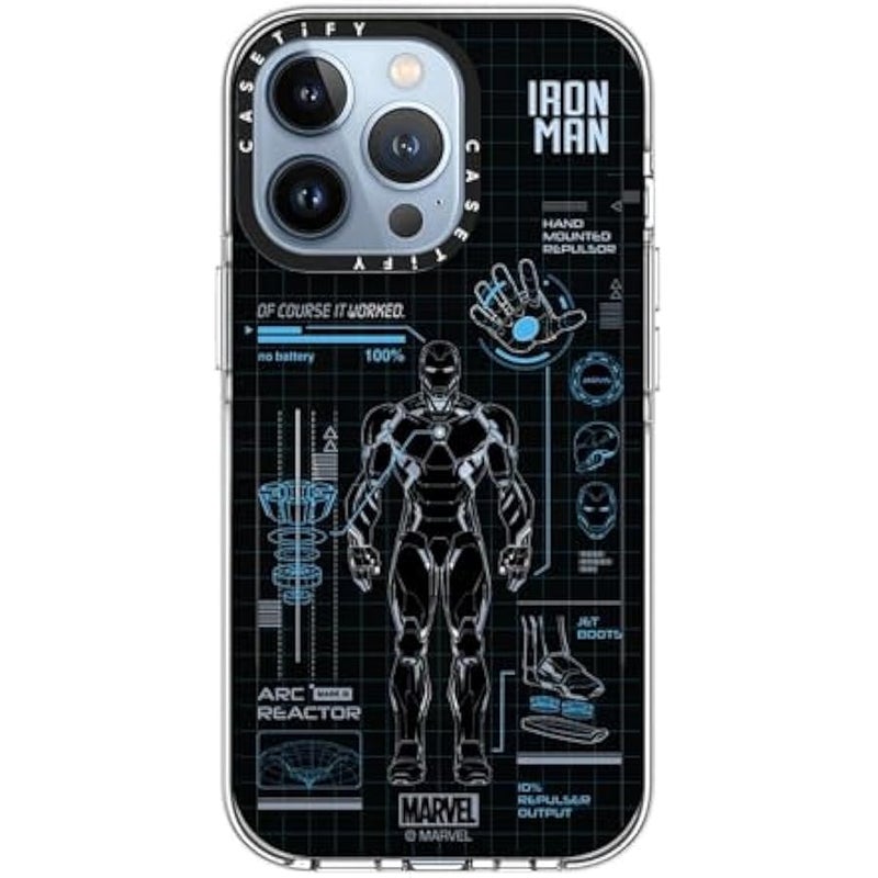 Casetify Clear iPhone 13 Pro Case 【Iron Man Co-Lab/Not Yellowing / 6.6ft Drop Protection/Compatible with Magsafe】 - Iron Man Blue Print Tech - Blue - Clear - Image 2