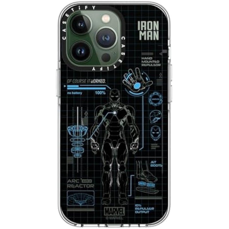 Casetify Clear iPhone 13 Pro Case 【Iron Man Co-Lab/Not Yellowing / 6.6ft Drop Protection/Compatible with Magsafe】 - Iron Man Blue Print Tech - Blue - Clear - Image 3