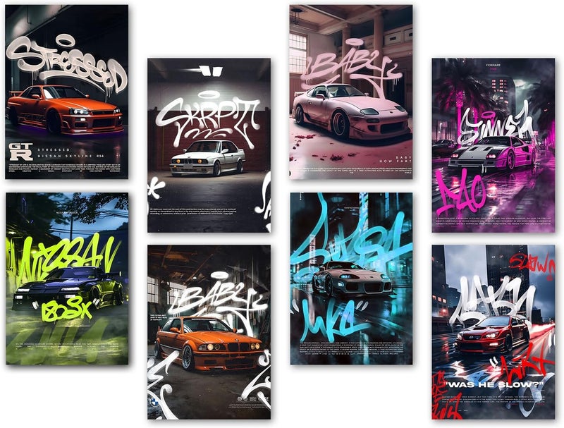 Wallgasm مجموعة من 8 ملصقات سيارات - Image 1