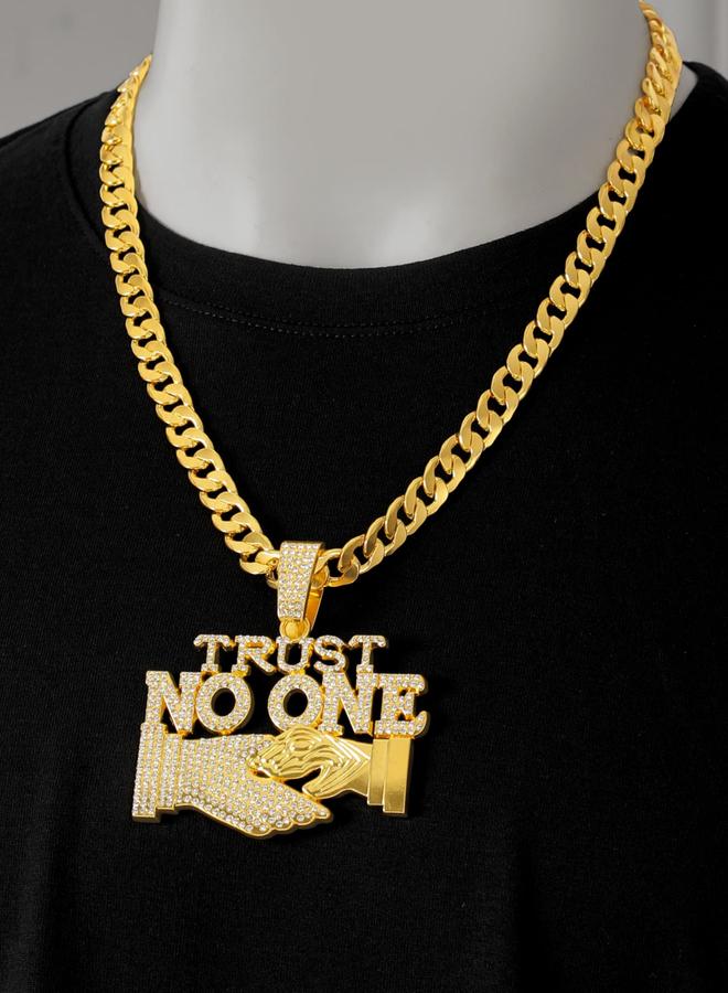Take Two Men Slogan Text Drop Embellished Necklace - Image 1