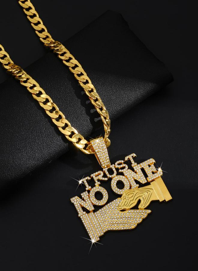 Take Two Men Slogan Text Drop Embellished Necklace - Image 4