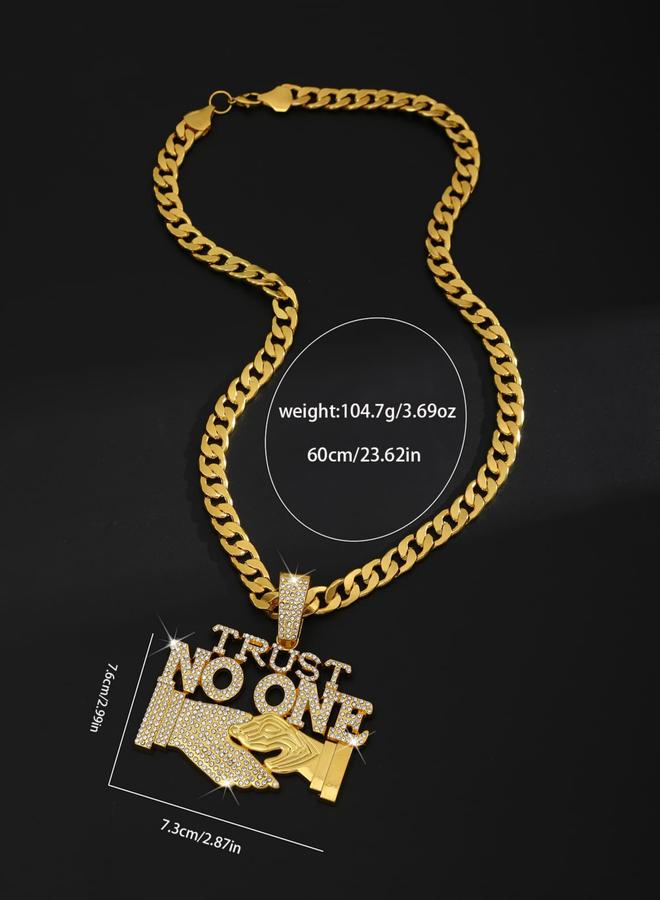 Take Two Men Slogan Text Drop Embellished Necklace - Image 3