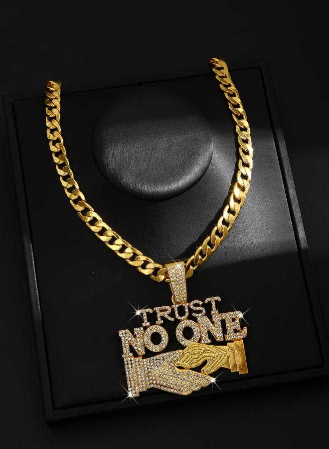 Take Two Men Slogan Text Drop Embellished Necklace - Image 2
