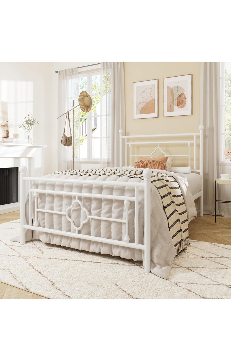 NZONE STORE Classic Decorative Design Single Metal Bed - Elegant White Frame 190cm-90cm - Image 3