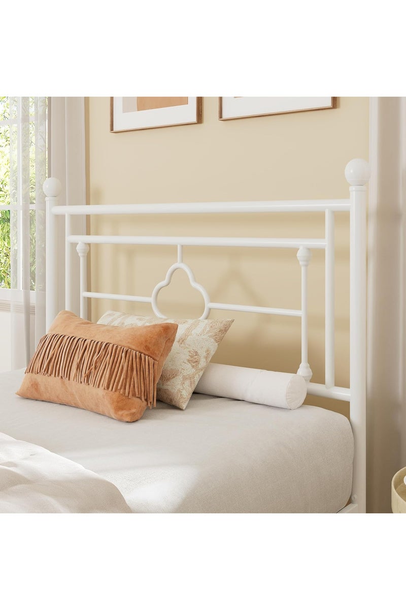 NZONE STORE Classic Decorative Design Single Metal Bed - Elegant White Frame 190cm-90cm - Image 4